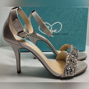 Blue by Betsey Johnson Shimmering Silver Embellished Heels 9M